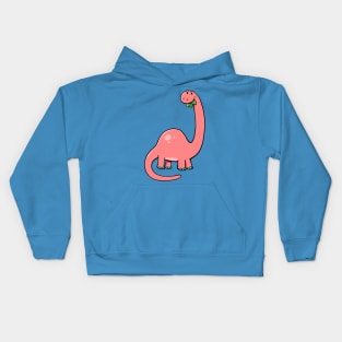 pink dinosaur with a long neck eats leaves Kids Hoodie